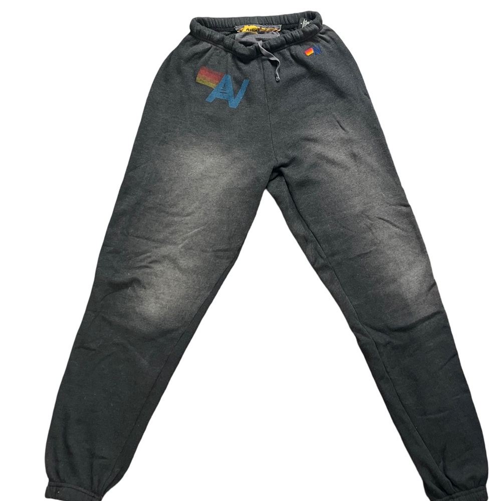 Aviator Nation Faded Charcoal Joggers with Multicolor Logo
